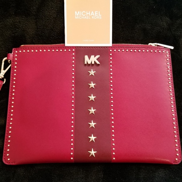NWT Micheal Kors large Red Wristlet W/stars